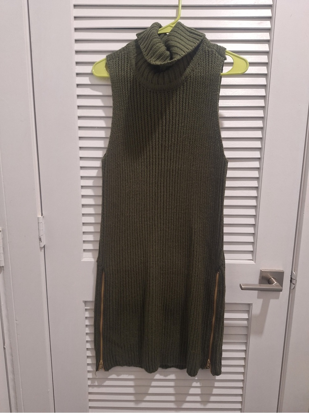 Derek Heart Olive Sleeveless Turtleneck Sweater Dress